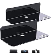OAPRIRE Acrylic Floating Wall Shelves Set of 2, Damage-Free Expand Wall Space, Small Display Shel...