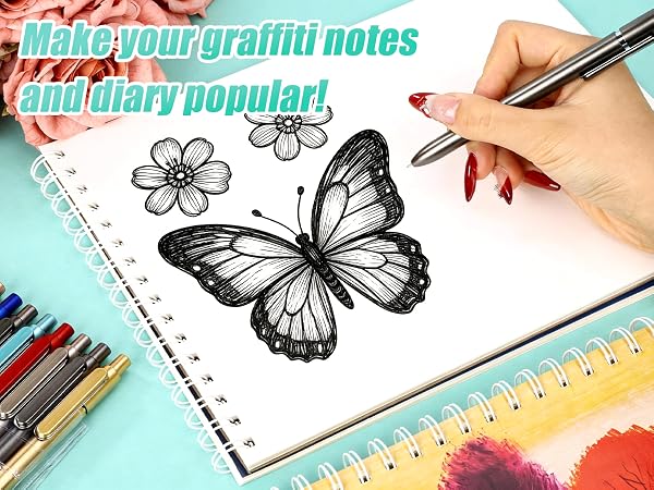 retractable pens fine point pens 0.5mm pens black ink pens smooth writing pens