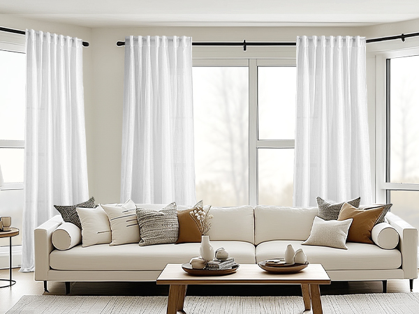 white curtains