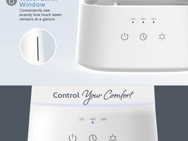 pure enrichment top fill humidifier continuous mist sleek and compact water level window