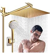 Shower Head,12'' Rain Shower Head with 11'' Adjustable Extension Arm and 5 Settings High Pressure...