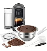 FOVNOT Reusable Stainless Steel Coffee Capsule for Nes-resso Ve-tuo, 150mL Refillable Pod with Fo...