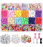 QUEFE 661pcs Pony Beads for Bracelet Making Kit, Kandi Beads for Jewelry Making, Polymer Clay Bea...