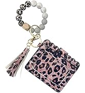 Andiker Key Ring Bracelet Wristlet Keychain with Card Wallet, Silicone Beaded Wristlet Wallets fo...