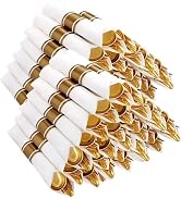 Joyido 400PCS Pre Rolled Gold Plastic Silverware Sets - Heavy Duty Gold Cutlery - Include 100 Pac...