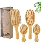 SAMEBUTECO Bamboo Hair Brush Set 4 Styles Paddle Detangling Brushes for Thick, Thin, Curly, and D...