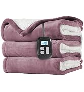 LaffyLo Electric Heated Blanket Full Size 72 x 84, Fast Heating Blanket, Dual-Sided Flannel Sherp...