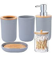 iMucci Bathroom Accessories Set 5Piece Plastic Bathroom Decor Sets Accessories, Toothbrush Holder...