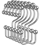 Amazer Shower Curtain Rings, Rust-Resistant Metal Double Shower Hooks for Curtain Rolling Shower ...