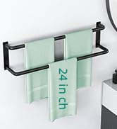 24 Inch Double Towel Bar, Towel Rack for Bathroom Wall Mounted, Stainless Steel Towel Holder, Dou...