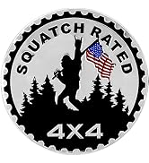 Squatch American Flag Badge Rated Emblem, 4 x 4 Metal Automotive 3D Bigfoot Badge, Round Decal St...