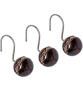Creative Scents Brown Shower Curtain Hooks Decorative - Set of 12 Shower Hooks for Shower Curtain...