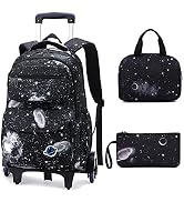 ZHANAO Rolling Backpacks for Boys Girls Trolley School Bags Starry-Sky Print Primary Middle Schoo...