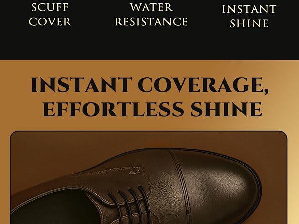 Eagle Liquid Shoe Polish Instant Shine – Quick-Dry Polish with Built-In Sponge Applicator & 2 Wipes