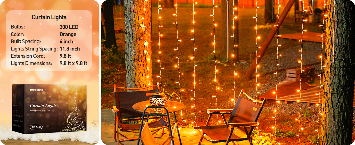 orange curtain lights