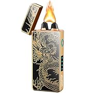 Electric Lighters Arc Plasma Lighter USB Rechargeable Windproof Flameless Lighter with LED Batter...