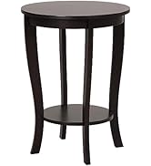 Giantex Round End Table, 2 Tier Side Table with Storage Shelf, Retro Nightstand with Solid Wood L...