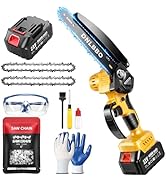 Mini Chainsaw Cordless,8 Inch Brushless Handheld Chainsaw,with 4.0Ah Battery,1000W Handheld Elect...