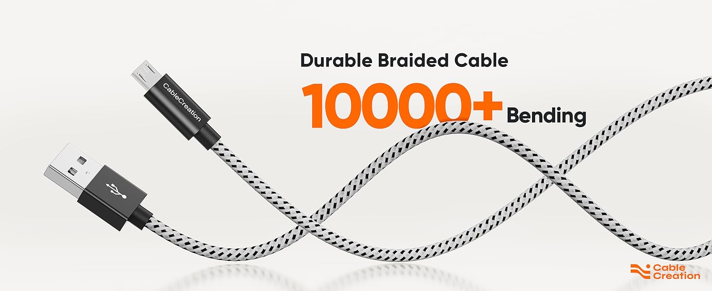 Durable Micro USB Cable 10000+ Bending