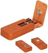 MIVLXLX Leather Cigar Case -Thick cedar travel humidor, Cedar Wood Lined Cigar Humidor with Silve...