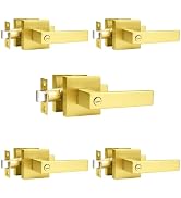 Probrico Gold Privacy Door Handle Lockset Heavy Duty Interior Door Lever for Bedroom Reversible K...