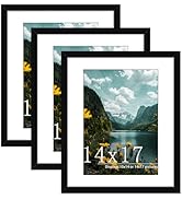 Picrit 14x17 Picture Frame 3 Pack, Black Poster Frame, Display Poster 10 x 14 with Mat or 14 x 17...
