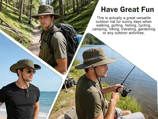 Connectyle Men's Sun Hat UPF 50+ Sun Protection Fishing Hiking Hat Cowboy Bucket Hat