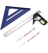 Rafter Square and 12 inch Combo Square Set,Carpentry Squares, Combination Square with Bubble Vial...
