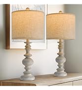 BOBOMOMO 24" Farmhouse Retro Table Lamp Set of 2, Traditional Resin Lamps for Living Room Bedroom...