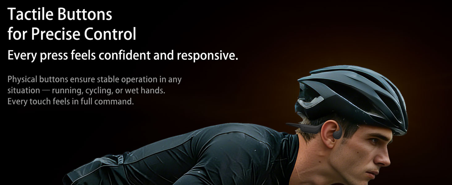 Bone Conduction Headphones with Tactile Button Control for Running Cycling Workout Stable Use