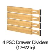 Ryqtop Bamboo Drawer Dividers,17-22" Adjustable Kitchen Drawer Organizer for Clothes,4 Pack Expan...