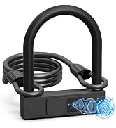 Dhiedas Bike U Lock with Fingerprint, Heavy Duty Anti Theft Smart Bike Cable U Lock with Key, 18....