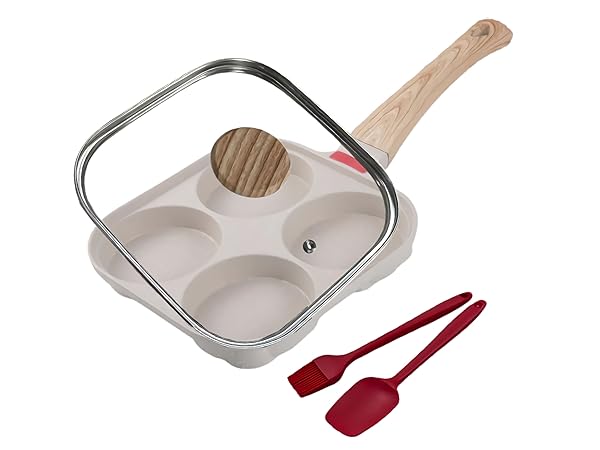 egg pan 4 cup nonstick frying omelette pan with lid for breakfast skillet egg mcmuffin egg maker