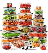 52 PCS Food Storage Container with Lid (26 Lids & 26 Containers) - Airtight Leakproof Plastic Kit...