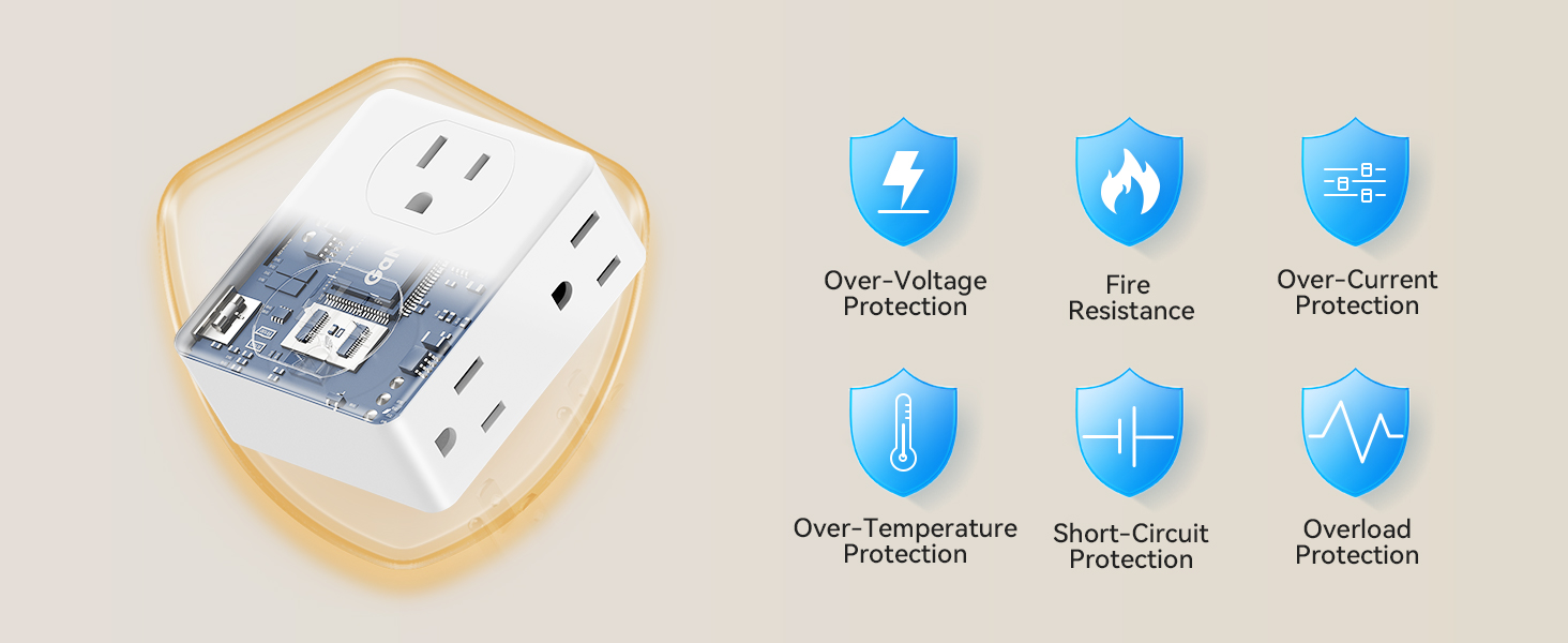 Very safe outlet adapter that is fire resistant