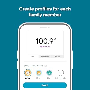 Create profiles for all family members and track their health with the Kinsa smart thermometer