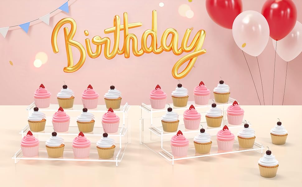acrylic riser cupcake stand skincare collection shelf display tier clear shelves cake perfume
