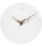 12 Inch Wall Clock, Silent Non Ticking Wooden Wall Clocks Battery Operated for Kitchen Home Bathr...