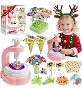 BOIMOES Mini Fabric Flower Press Sewing Machine Toy Kit for Kids Beginners, DIY Paper Bouquets Ma...