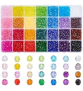 PH PandaHall 4480pcs 4mm Crystal Beads for Bracelets, Transparent Acrylic Beads 28 Colors Faceted...