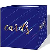 SietDESEO Iridescent Navy blue Card Box for Party 9 x 9 Inch Gift Card Box Holder for Wedding Bir...