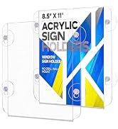 Kingrol 2 Pack 8.5x11 Acrylic Sign Holders with Suction Cups, Window Sign Holder, No-Drill Wall M...