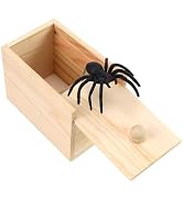 Xmoyaas Wooden Spider Prank Box, Rubber Spider Hidden in a Box Fun Prank Handicraft, Original Tri...