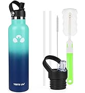 YEBTS LIFE Water Bottle,Vacuum Insulated Water Bottles with 2 Lids & 2 Straws,Stainless Steel Wat...