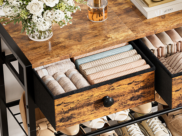 5 Tier Shoe Rack for Entryway, Shoe Storage Organizer with 2 Drawers, Metal Shoe Shelf