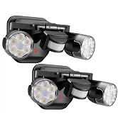 OREiN Motion Sensor Outdoor Security Lights, Dual-Head Adjustable LED Flood Lights, 3 Modes (Moti...