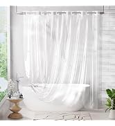 AmazerBath Hookless Shower Curtain Liner, No Hook Silky Soft Clear Heavy Duty Shower Curtain and ...