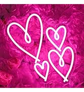 SYLHOME Pink Heart Led Neon Light Sign Bedroom Wall Sign Decor Valentines Day Love Mothers Day Ch...