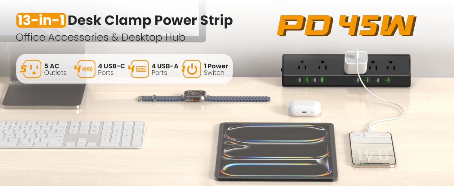 VILONG Desk Clamp Power Strip