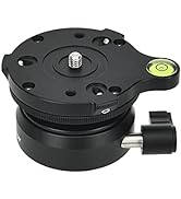 Tripod Leveling Base with Bubble Level,Panoramic Tripod Head Tilted Up and Down 15 Degrees for Ca...